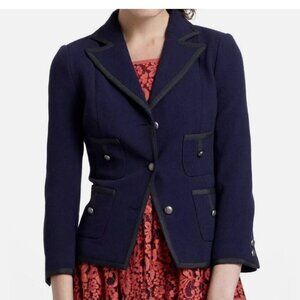 Anthropologie Cartonnier Navy Blue Preppy Blazer 4
